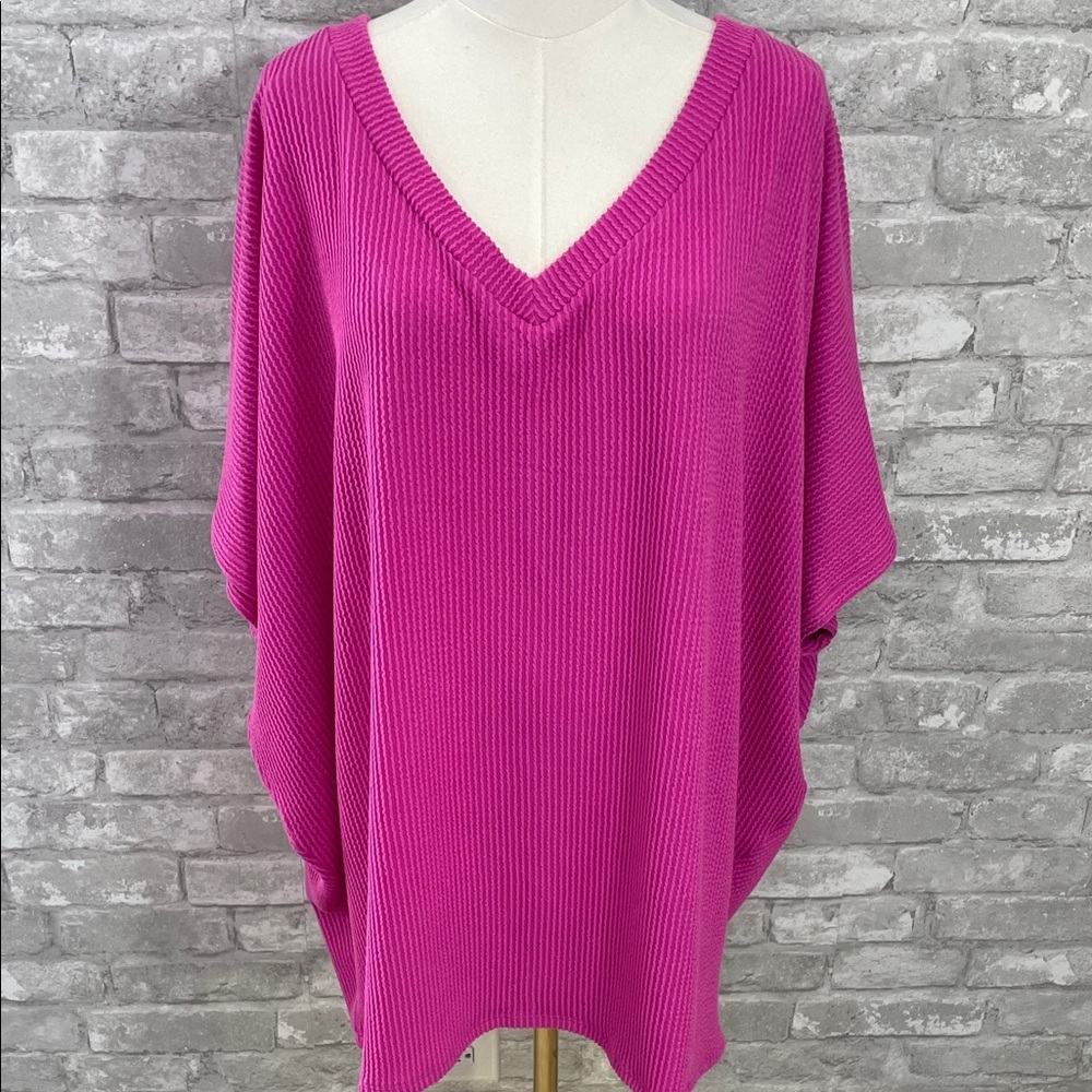 ANDREE BY UNIT Fuchsia Ribbed Knit Top
